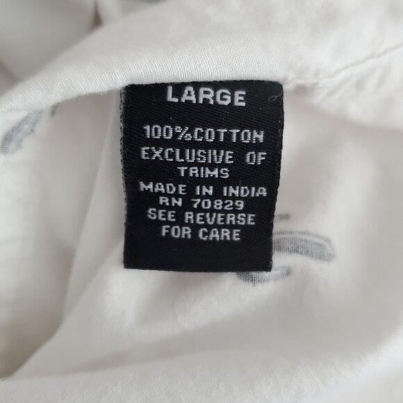 Carbon Mens Large White Saguaro Cactus Print Short-Sleeve Button-Up Shirt Cotton - Picture 4 of 9